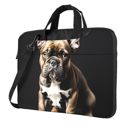 KLJnmbb Lange Ohren Französische Bulldogge Print Praktische Tasche Stilvolle und schützende Laptoptasche Vielseitige Weiche Tasche für Damen Herren, Schwarz , 13 inch von KLJnmbb