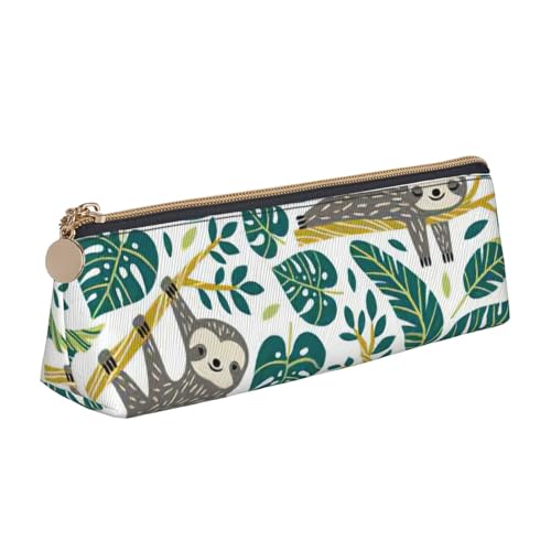 KLJnmbb Niedliches Faultier-Motiv, elegantes Federmäppchen, großes Fassungsvermögen, dreieckige Tasche mit Reißverschluss für Schreibwerkzeuge von KLJnmbb