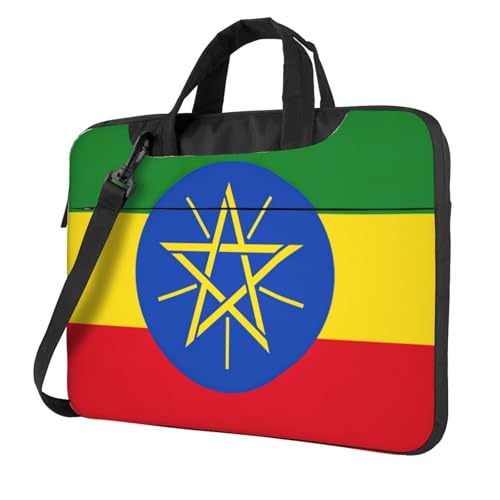 KLJnmbb Praktische Tasche mit Äthiopien-Flaggenmuster, elegant und schützend, vielseitig und weich, für Damen und Herren, Schwarz, 35,6 cm KLJnmbb Praktische Tasche mit Äthiopien-Flaggenmuster, elegant und schützend, vielseitig und weich, für Damen und Herren, Schwarz, 35,6 cm von KLJnmbb