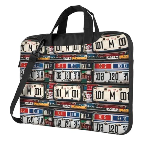KLJnmbb Praktische Tasche mit altem Nummernschild-Druck, stilvolle und schützende Laptoptasche, vielseitig, weiche Tasche für Damen und Herren, Schwarz , 15.6 inch KLJnmbb Praktische Tasche mit altem Nummernschild-Druck, stilvolle und schützende Laptoptasche, vielseitig, weiche Tasche für Damen und Herren, Schwarz , 15.6 inch von KLJnmbb