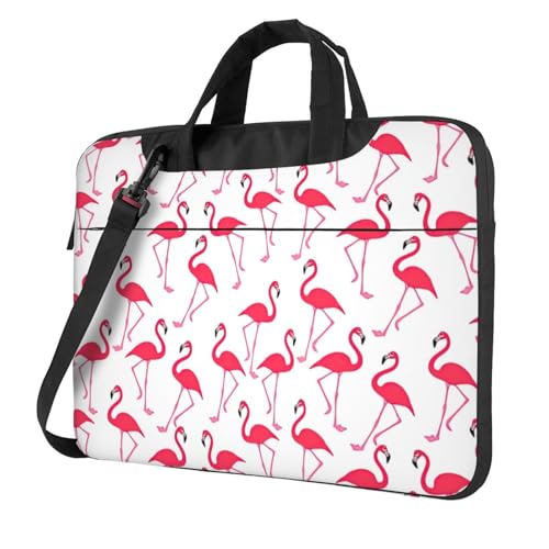 KLJnmbb Praktische Tasche mit pinkem Flamingo-Muster, stilvolle und schützende Laptoptasche, vielseitig, weiche Tasche für Damen und Herren, Schwarz , 15.6 inch von KLJnmbb