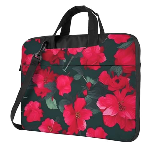 KLJnmbb Praktische Tasche mit rot-pinkem Blumendruck, stilvolle und schützende Laptoptasche, vielseitig, weiche Tasche für Damen und Herren, Schwarz , 15.6 inch KLJnmbb Praktische Tasche mit rot-pinkem Blumendruck, stilvolle und schützende Laptoptasche, vielseitig, weiche Tasche für Damen und Herren, Schwarz , 15.6 inch von KLJnmbb