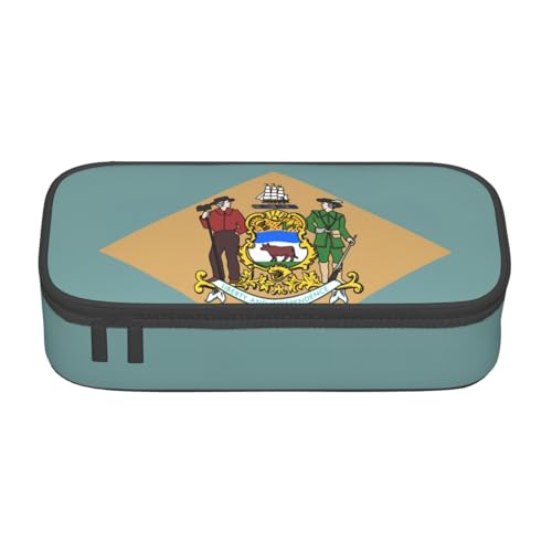 KLJnmbb Reise-Federmäppchen, Motiv: Flagge von Delaware, 21,6 x 5,1 x 9,4 cm, funktionale Aufbewahrungstasche für Bürobedarf KLJnmbb Reise-Federmäppchen, Motiv: Flagge von Delaware, 21,6 x 5,1 x 9,4 cm, funktionale Aufbewahrungstasche für Bürobedarf von KLJnmbb
