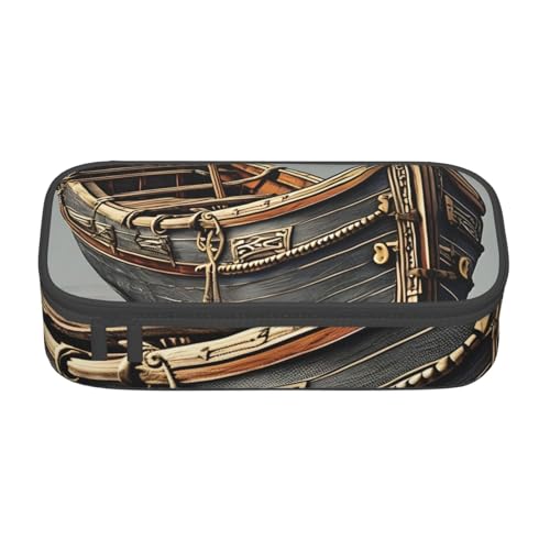 KLJnmbb Reise-Federmäppchen, Motiv: alte Wikingerboote, 21,6 x 5,1 x 9,4 cm, funktionale Aufbewahrungstasche für Bürobedarf von KLJnmbb