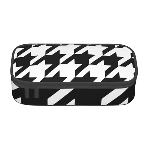 KLJnmbb Reise-Federmäppchen mit Hahnentrittmuster, 21,6 x 5,1 x 9,4 cm, funktionale Aufbewahrungstasche für Bürobedarf, Schwarz KLJnmbb Reise-Federmäppchen mit Hahnentrittmuster, 21,6 x 5,1 x 9,4 cm, funktionale Aufbewahrungstasche für Bürobedarf, Schwarz von KLJnmbb
