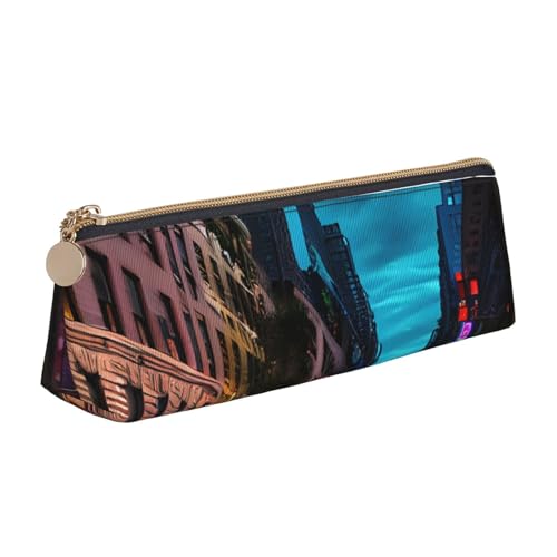 KLJnmbb Streets of New York City Print Elegant Pencil Case Large Capacity Triangle Pouch with Zipper for Writing Tools von KLJnmbb