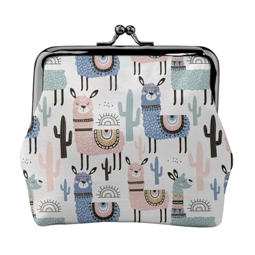 Lama Alpaka Kaktus Print Exquisite Kiss Lock Geldbörse Kompakt Vielseitig Damen Münzbörse Kleine Reißverschlusstasche von KLJnmbb