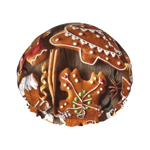 Lebkuchen-Plätzchen-Druck, leichte Duschhaube für Damen und Herren, wiederverwendbarer Hut, weicher Hut und Badehaarkappe von KLJnmbb