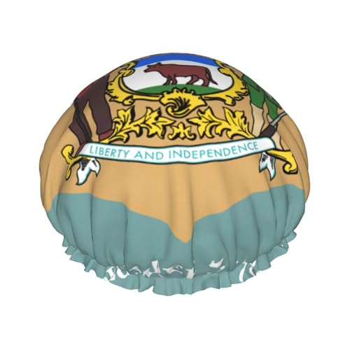 Leichte Duschhaube für Damen und Herren, Motiv: Flagge von Delaware, wiederverwendbar, weicher Hut und Badehaarkappe von KLJnmbb