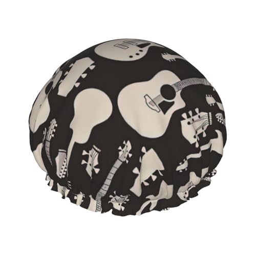 Leichte Duschhaube mit Gitarrenmuster, für Damen und Herren, wiederverwendbar, weicher Hut und Badehaarkappe von KLJnmbb