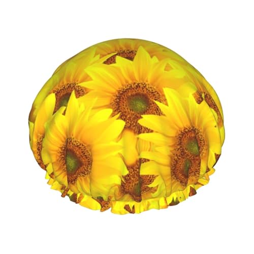 Leichte Duschhaube mit Sonnenblumen-Druck, für Damen und Herren, wiederverwendbar, weicher Hut und Badehaarkappe von KLJnmbb