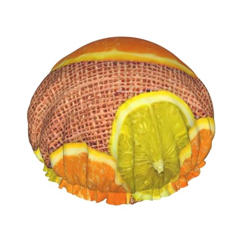 Leichte Duschhaube mit Zitronen- und Orangen-Druck, für Damen und Herren, wiederverwendbarer Hut, weicher Hut und Badehaarkappe Leichte Duschhaube mit Zitronen- und Orangen-Druck, für Damen und Herren, wiederverwendbarer Hut, weicher Hut und Badehaarkappe von KLJnmbb