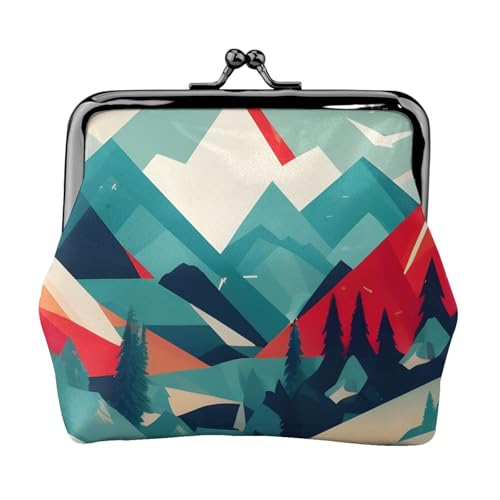 Reise-Geldbörse mit Berglandschaft, exquisiter Kussschloss, kompakt, vielseitig, kleine Reißverschlusstasche für Damen von KLJnmbb