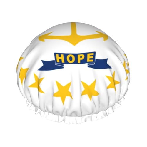 Rhode Island State Flag Print Leichte Duschhaube für Damen und Herren Wiederverwendbarer Hut Weiche Mütze und Badehaarkappe von KLJnmbb
