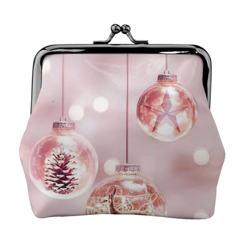 Rosa Weihnachtskugel Druck Exquisite Kusslock-Geldbörse Kompakt Vielseitig Damen Münzbörse Kleine Reißverschlusstasche von KLJnmbb