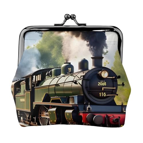 Steam Little Train Print Exquisite Kiss Lock Geldbörse Kompakt Vielseitig Damen Münzbörse Kleine Reißverschlusstasche von KLJnmbb