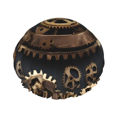 Steampunk Gears Print Leichte Duschhaube für Damen und Herren Wiederverwendbarer Hut Weiche Mütze und Badehaarkappe von KLJnmbb