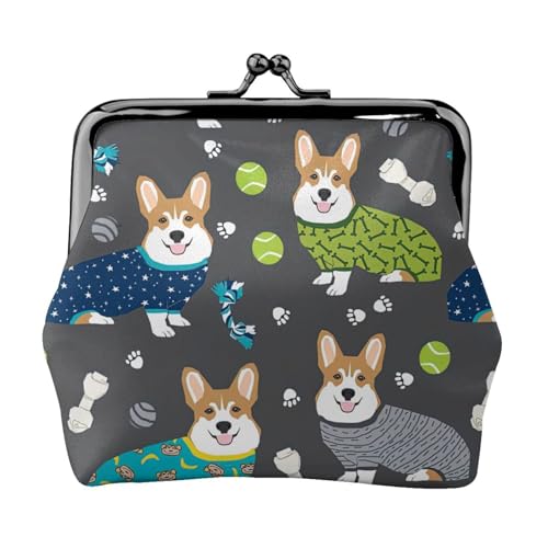 Trage Kleidung Corgi Dogs Print Exquisite Kiss Lock Geldbörse Kompakt Vielseitig Damen Münzbörse Kleine Reißverschlusstasche von KLJnmbb