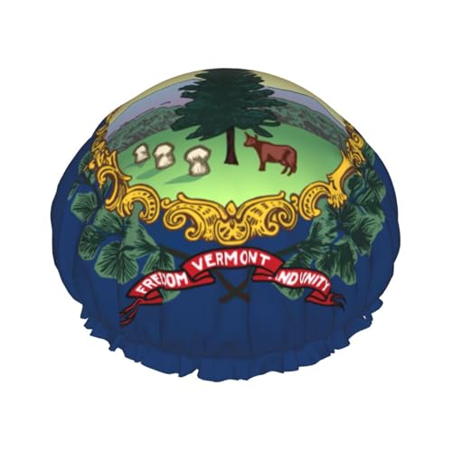 Vermont State Flag Print Leichte Duschhaube für Damen und Herren Wiederverwendbarer Hut Weiche Mütze und Badehaarkappe von KLJnmbb
