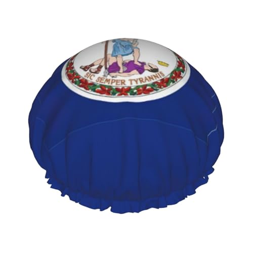 Virginia State Flag Print Leichte Duschhaube für Damen und Herren Wiederverwendbarer Hut Weicher Hut und Badehaarkappe von KLJnmbb