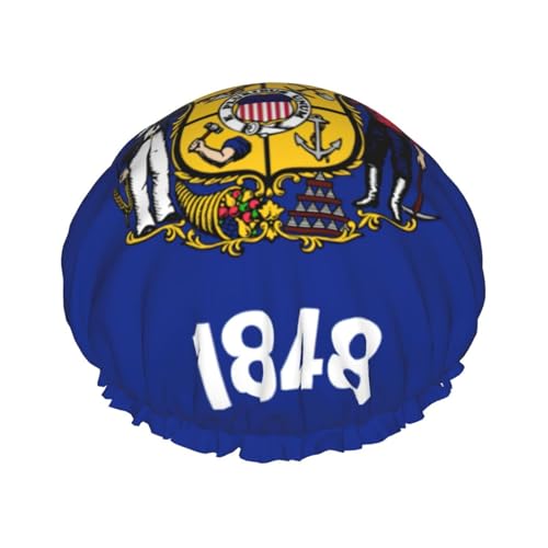 Wisconsin Duschhaube mit Staatsflaggen-Druck, leicht, für Damen und Herren, wiederverwendbar, weicher Hut und Badehaarkappe von KLJnmbb