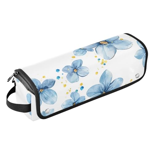 2-in-1-Haar-Werkzeug-Organizer mit hitzebeständigem Pad, wasserdicht, Reise-Organizer für Glätteisen, Glätteisen, Lockenstäbe, blaue Blume, für Damen von KLL