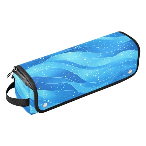 2-in-1-Haar-Werkzeug-Organizer mit hitzebeständiger Matte, große Glätteisen, Reiseetui für Lockenstab Glätteisen, flacher Haartrockner, abstrakter Glitzer, blau, Wasserwelle, für Damen von KLL