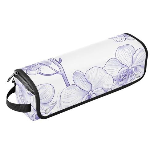 2-in-1-Haar-Werkzeug-Organizer mit hitzebeständiger Polster-Tragetasche, flacher Lockenstab, wasserdichter Organizer für Glätteisen, Glätteisen, Lockenstäbe, Natur-Orchidee, Weiß von KLL