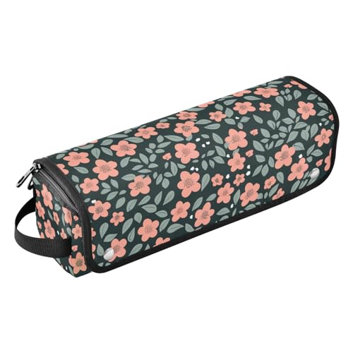2-in-1-Haar-Werkzeug-Organizer mit hitzebeständiger Polster-Tragetasche, flacher Lockenstab, wasserdichter Organizer für Glätteisen, Glätteisen, Lockenstäbe, orange-rosa Blumen, grüne Blätter, Damen 2-in-1-Haar-Werkzeug-Organizer mit hitzebeständiger Polster-Tragetasche, flacher Lockenstab, wasserdichter Organizer für Glätteisen, Glätteisen, Lockenstäbe, orange-rosa Blumen, grüne Blätter, Damen von KLL