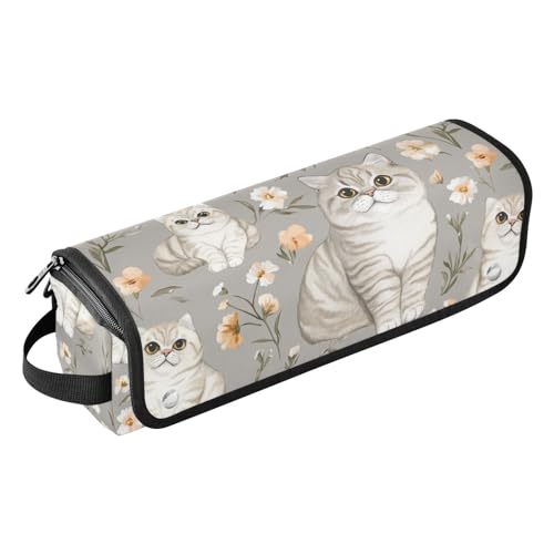 2-in-1-Haar-Werkzeug-Organizer mit hitzebeständiger Polster-Tragetasche, flacher Lockenstab, wasserdichter Organizer für Glätteisen, Lockenstab, Haartrockner, niedliche schottische Faltkatzen, Grau von KLL