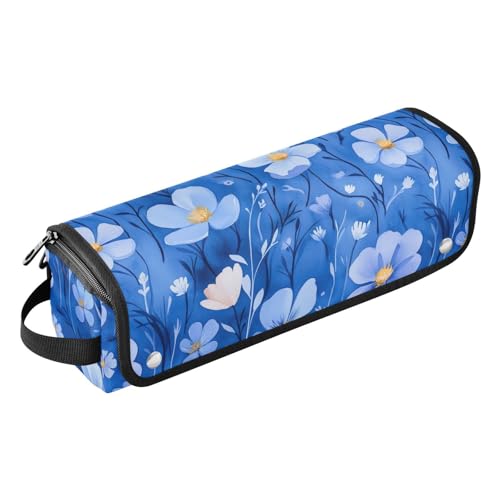 2-in-1-Haar-Werkzeug-Organizer und hitzebeständige Matte, große Kapazität, Glätteisen, Organizer für Glätteisen, Lockenstäbe, Cartoon-Oberonia-Blumen, Königsblau, tragbar von KLL