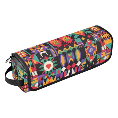 2-in-1-Haar-Werkzeug-Organizer und hitzebeständige Matte, tragbarer Haarstyling-Werkzeug-Organizer für Glätteisen, Lockenstäbe, abstrakte Bohemian-Reisetasche für Haarwerkzeuge von KLL