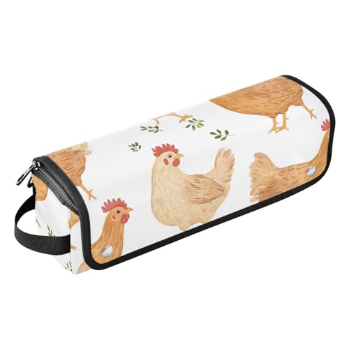 2-in-1 Lockenstab Reiseetui mit abnehmbarer hitzebeständiger Matte, abnehmbarer Haarstyling-Zubehör, Organizer für Lockenstab Glätteisen, flacher Haartrockner, Cartoon-Süßes Haustier-Huhn, Weiß von KLL