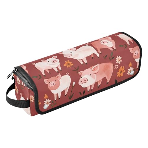 2-in-1 Lockenstab Reiseetui mit abnehmbarer hitzebeständiger Matte, abnehmbarer Haarstyling-Zubehör-Organizer für Glätteisen, Glätteisen, Lockenstäbe, einzigartiges Haustierschwein, Terrakotta-Reise von KLL