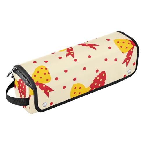 2-in-1 Lockenstab Reiseetui mit abnehmbarer hitzebeständiger Matte, große Kapazität, Haarwerkzeug-Organizer für Glätteisen, heiße Werkzeuge und Haarpflege-Zubehör, gepunktet und Schleife, Beige von KLL