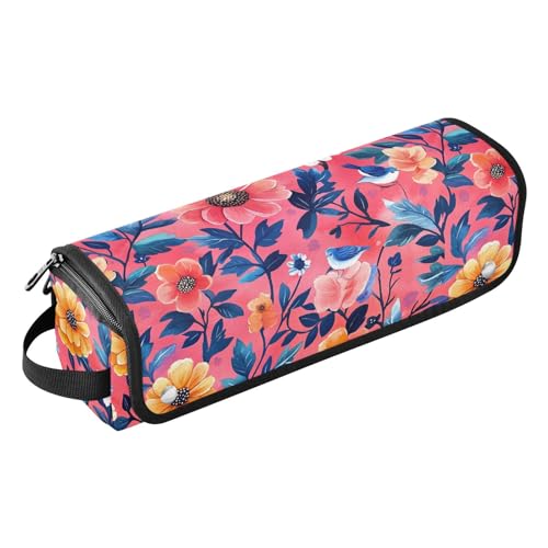 2-in-1 Lockenstab Reiseetui mit abnehmbarer hitzebeständiger Matte, tragbarer Haarstyling-Werkzeug-Organizer für Lockenstab Glätteisen, flacher Haartrockner, Blumen, Dahlie, Hot Pink, tragbar von KLL