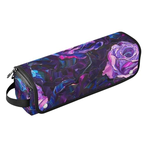 2-in-1 Lockenstab Reiseetui mit hitzebeständiger Matte, abnehmbarer Haarstyling-Zubehör-Organizer für Glätteisen, Glätteisen, Lockenstäbe, Stereo-Rosen, Dunkelviolett, 3D-Stereoskopisch von KLL