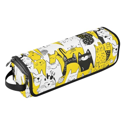 2-in-1 Lockenstab Reiseetui mit hitzebeständiger Matte, abnehmbarer Haarstyling-Zubehör-Organizer für Glätteisen, heiße Werkzeuge und Haarpflege-Zubehör, Sweet Siamesecats Gelb Damen Essentials von KLL