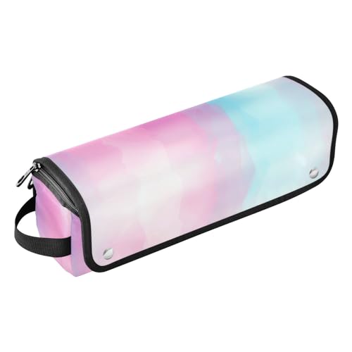 2-in-1 Lockenstab Reiseetui und hitzebeständige Matte mit Reißverschluss, tragbarer Haarstyling-Werkzeug-Organizer für Glätteisen, Lockenstab, Haartrockner, hellblau-rosa Farbverlauf, Haarschmuck von KLL