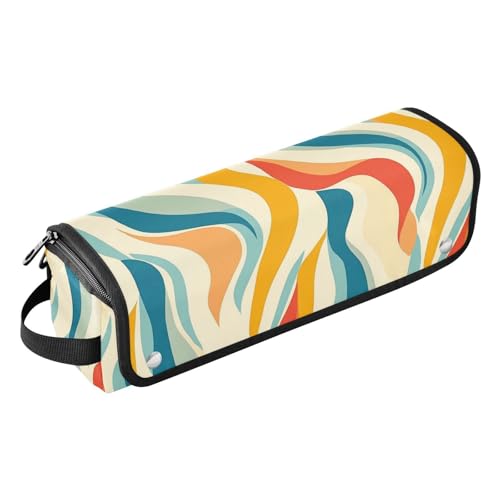 2-in-1 Lockenstab Reisetasche mit hitzebeständiger Matte, Heizwerkzeug, Reisetasche, Organizer für Flacheisen, heiße Werkzeuge und Haarpflege-Zubehör, bunt, lang, gewellt, tragbarer Organizer von KLL