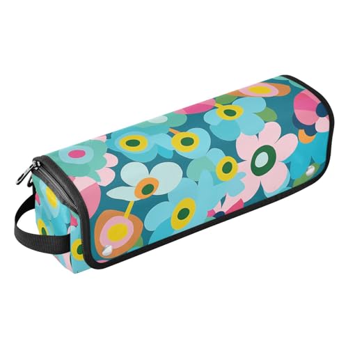 2-in-1 Lockenstab Reisetasche und hitzebeständige Matte mit Reißverschluss, wasserdicht, flacher Lockenstab, Reise-Organizer für Glätteisen, Lockenstäbe, bunte Blumen, Cartoon-Reisen von KLL