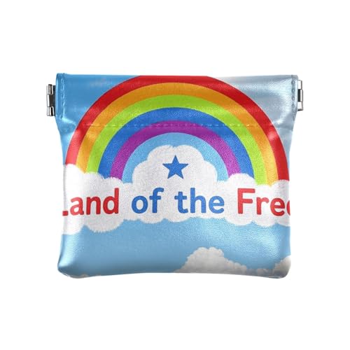 4. Juli Unabhängigkeitstag Land of Free Damen Leder Münzgeldbörse Wasserdicht Karte Schlüssel Organizer für Frauen Mädchen von KLL