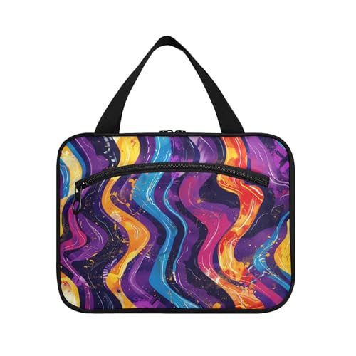 Abstrakte bunte Make-up-Tasche zum Aufhängen, Reise-Kosmetiktasche mit Haken, waschbar, Snack-Tasche für Damen, Reisen, Reisen, Bolso para maquillaje L von KLL