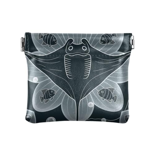 Animal Manta Ray Weiß Blau Damen Leder Münzgeldbörse Wasserdicht Mini Kosmetikkoffer für Männer Frauen Reisen Animal Manta Ray Weiß Blau Damen Leder Münzgeldbörse Wasserdicht Mini Kosmetikkoffer für Männer Frauen Reisen von KLL