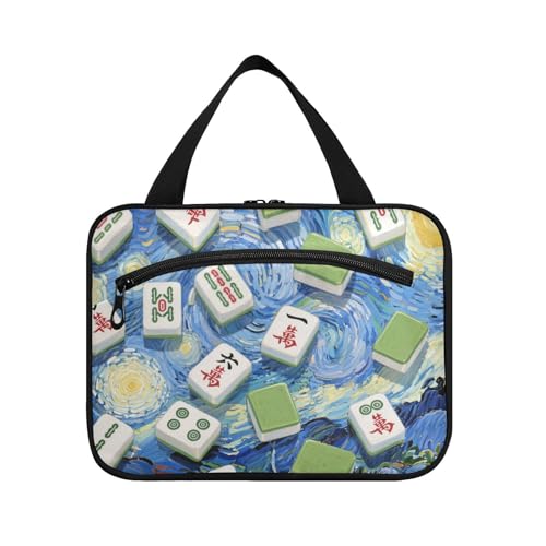 Art Painting Chinesischer Mahjong Kulturbeutel zum Aufhängen, für Herren, Reise-Kulturbeutel mit Haken, Designer-Essentielles Rasierset für Mütter, Reisen, Brochas, Maquillaje L von KLL