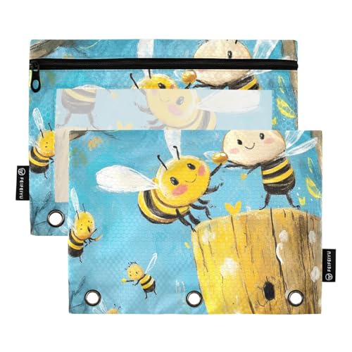 Bee Colleting Honigring-Bindertaschen, transparentes Federmäppchen für Ringe, Organizer, wasserdicht, für Kinder, Schreibwarenzubehör von KLL