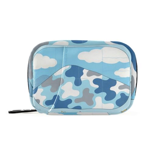 Berge mit blauer Tarnfarbe und bunten Sternen Reisetasche mit abnehmbaren Fächern, praktischer Reise-Pillen-Organizer für Geldbörse von KLL