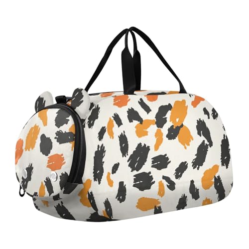 Black Oringe Animal Print Kids Duffel Bag with Shoes Compartment Multifunctional Kids Overnight Bag for Travel, Sports, Fitness & Workout von KLL