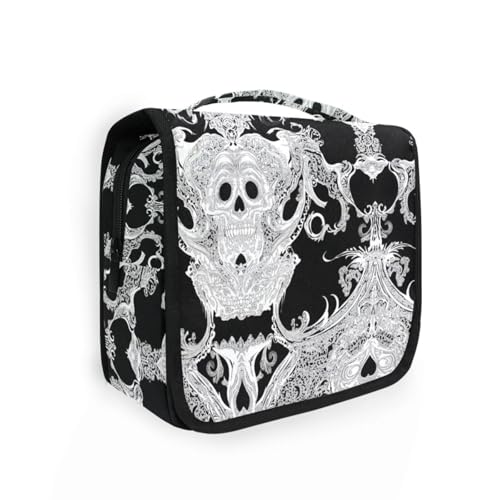 Black Skulls Simple Boho Kulturbeutel für Herren mit Haken zum Aufhängen, schicke Hautpflegetasche, Kreuzfahrten von KLL