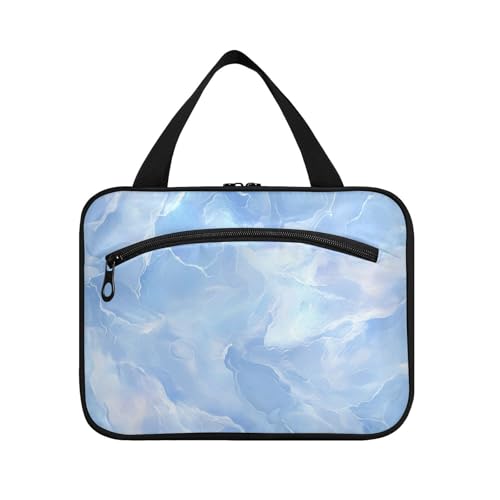 Blaue Marmor-Textur, schick, hängende Reise-Kulturartikel mit Haken, Designer-Tragetasche für Damen, Camping, Bolso de Maquillaje para Mujer L von KLL